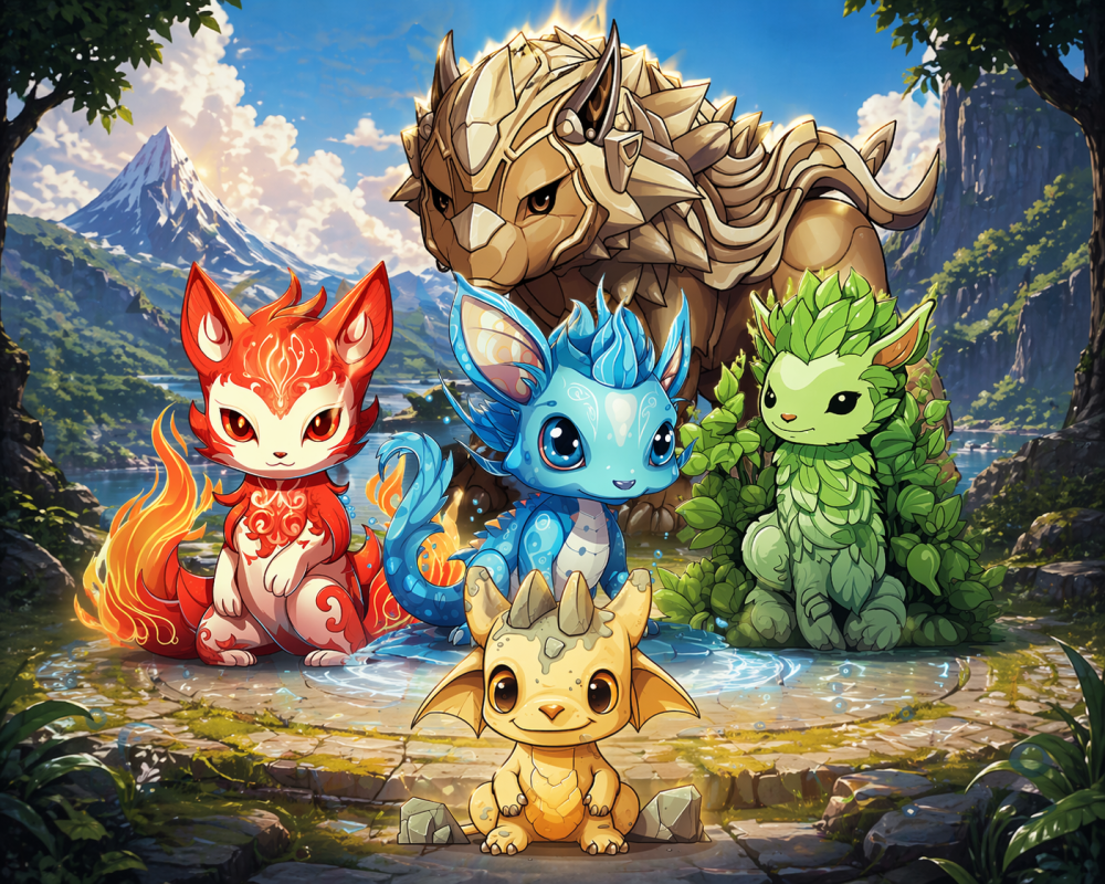 Présentation des créatures élémentaires jeu de carte ELEMENDIA